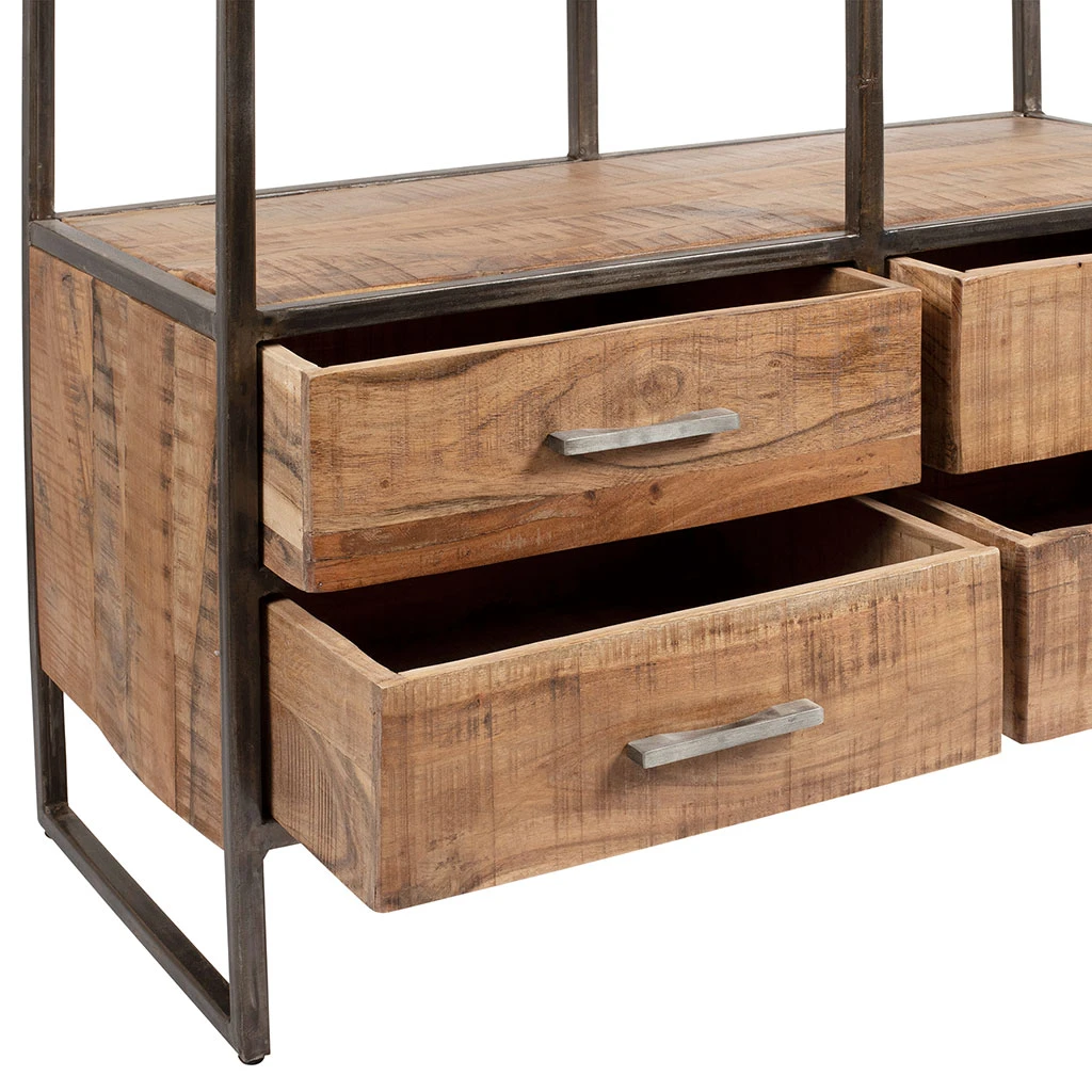 Etagère En Fer Noir Et Bois D' AcaciaH200cm- Factory – Image 6