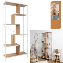 Etagère En Métal Blanc Et Bois Naturel H180cm - Edgard -Magasin Général Pour La Maison etagere en metal blanc et bois naturel h180cm edgard 684327 684327 FRN03 WEB