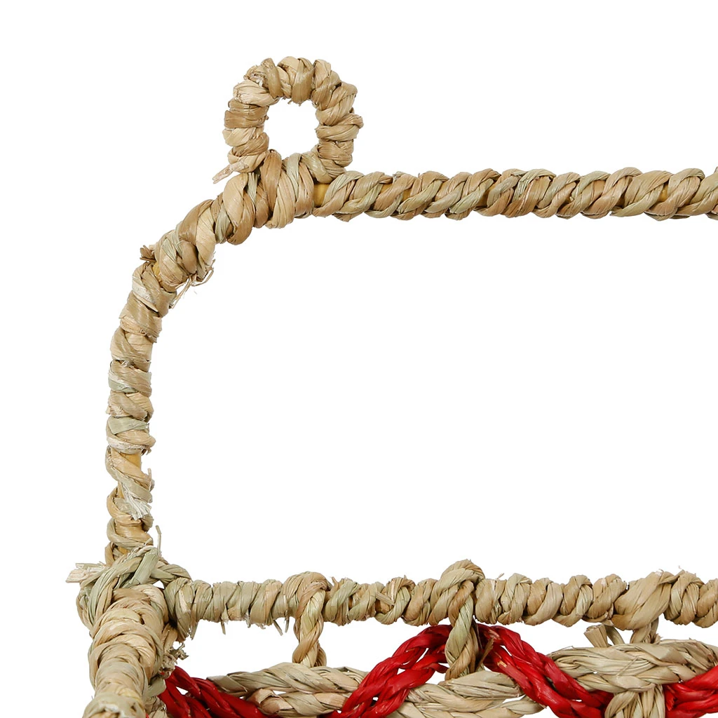 Étagère Murale 2 Paniers En Jonc De Mer Naturel Et Rouge 3 Étagère Murale 2 Paniers En Jonc De Mer Naturel Et Rouge – Image 3