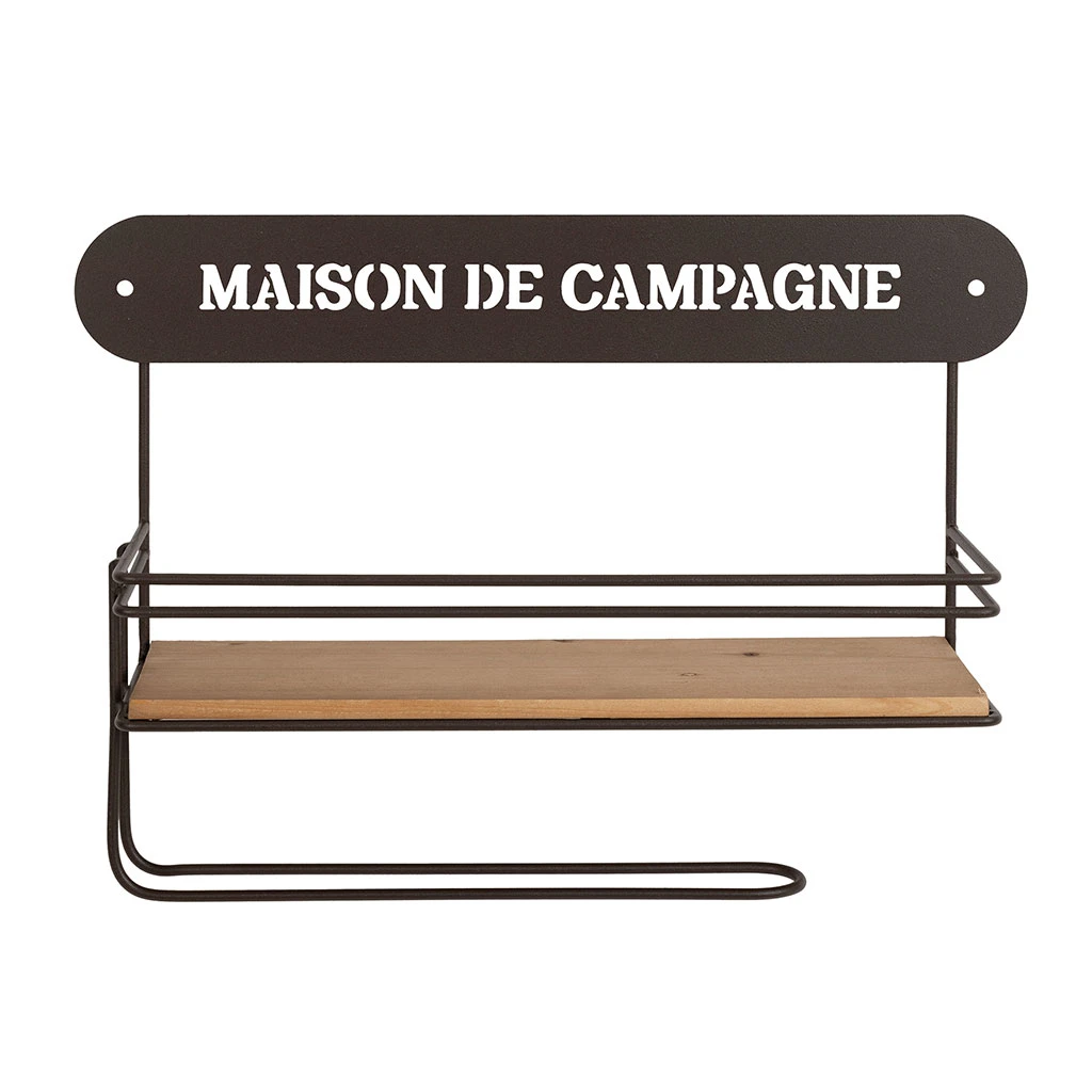 Etagère Murale Avec Dévodoir En Fer Brun Et Sapin - Maison De Campa 2 Etagère Murale Avec Dévodoir En Fer Brun Et Sapin - Maison De Campa – Image 2