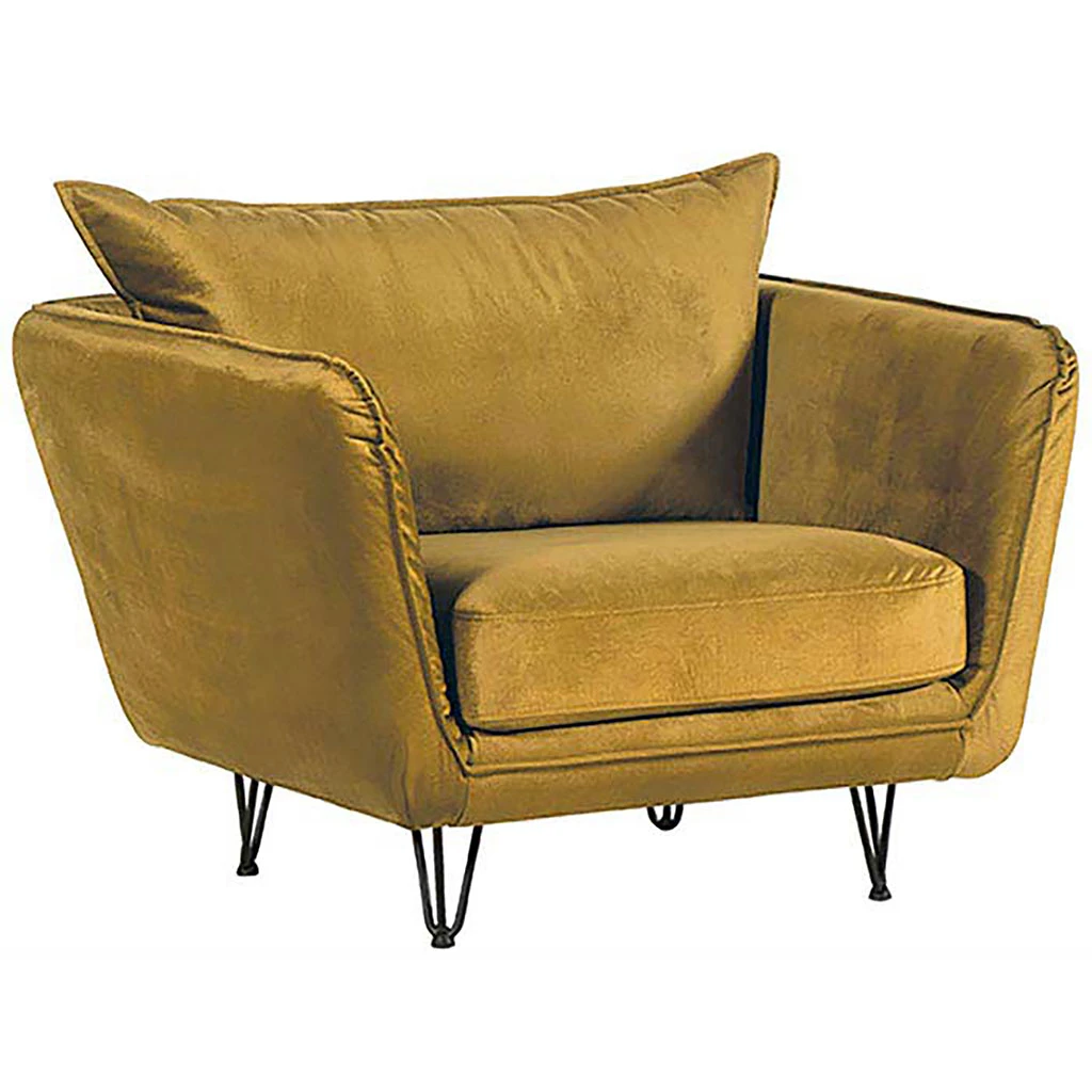 Fauteuil Club Tissu Ocre - Harry 1 Fauteuil Club Tissu Ocre - Harry