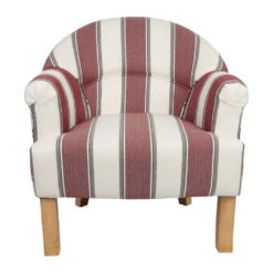 Fauteuil Crapaud En Coton Rayé Bordeaux Et Blanc - Carl
