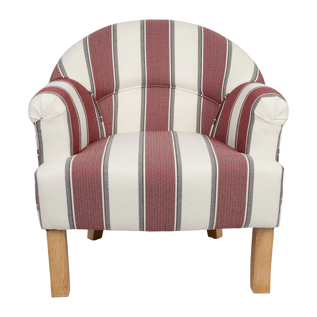 Fauteuil Crapaud En Coton Rayé Bordeaux Et Blanc - Carl 1 Fauteuil Crapaud En Coton Rayé Bordeaux Et Blanc - Carl