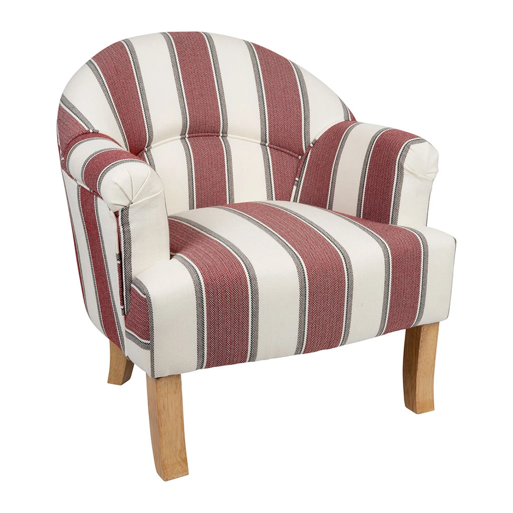 Fauteuil Crapaud En Coton Rayé Bordeaux Et Blanc - Carl 2 Fauteuil Crapaud En Coton Rayé Bordeaux Et Blanc - Carl – Image 2