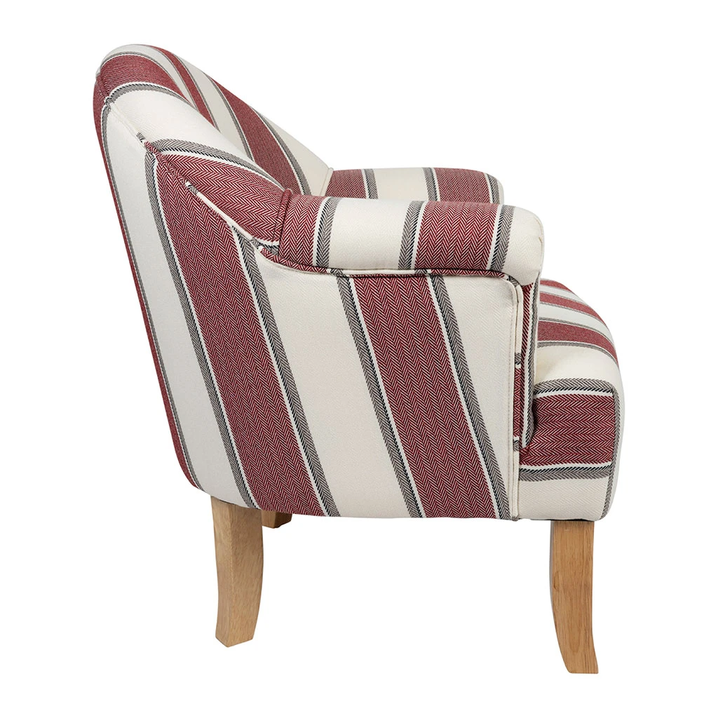Fauteuil Crapaud En Coton Rayé Bordeaux Et Blanc - Carl 4 Fauteuil Crapaud En Coton Rayé Bordeaux Et Blanc - Carl – Image 4