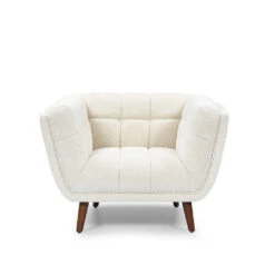 Fauteuil De Salon En Tissu Effet Bouclette écru -Beryl