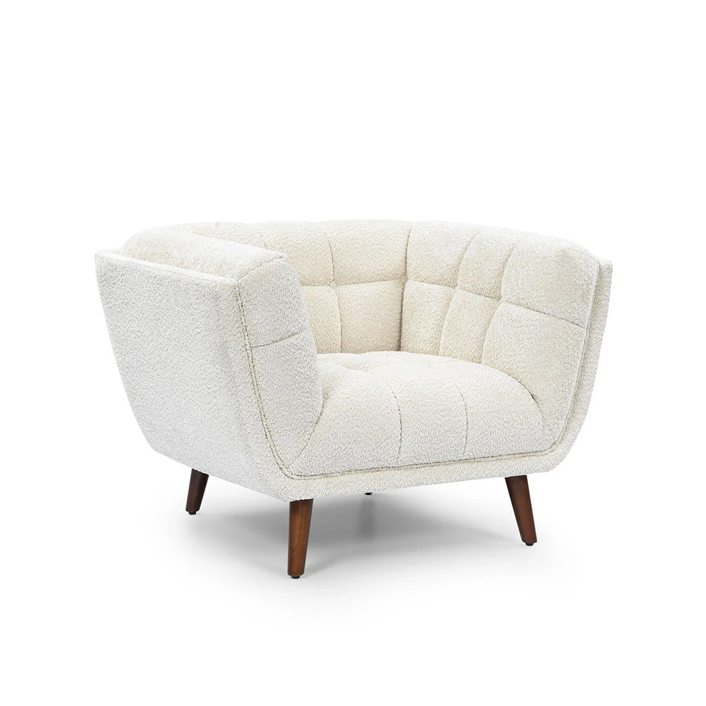 Fauteuil De Salon En Tissu Effet Bouclette écru -Beryl 2 Fauteuil De Salon En Tissu Effet Bouclette écru -Beryl – Image 2