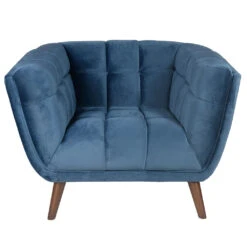 Fauteuil De Salon En Tissu Gris Bleu - Beryl