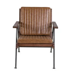 Fauteuil Effet Cuir Marron Clair - Lewis