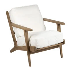Fauteuil En Coton Blanc Et Chêne - Laureli