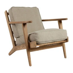 Fauteuil En Coton Gris Et Chêne - Laureli