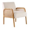 Fauteuil Blanc Cassé En Bois D'hévéa Et Rotin - Firmin