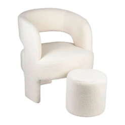 Fauteuil Avec Tabouret Bouclette Ecru - Organic 9 Fauteuil Avec Tabouret Bouclette Ecru - Organic -Magasin Général Pour La Maison fauteuil en polyester metal ecru 67 5x65 5xh79 organic 77186 77186 DET02 WEB