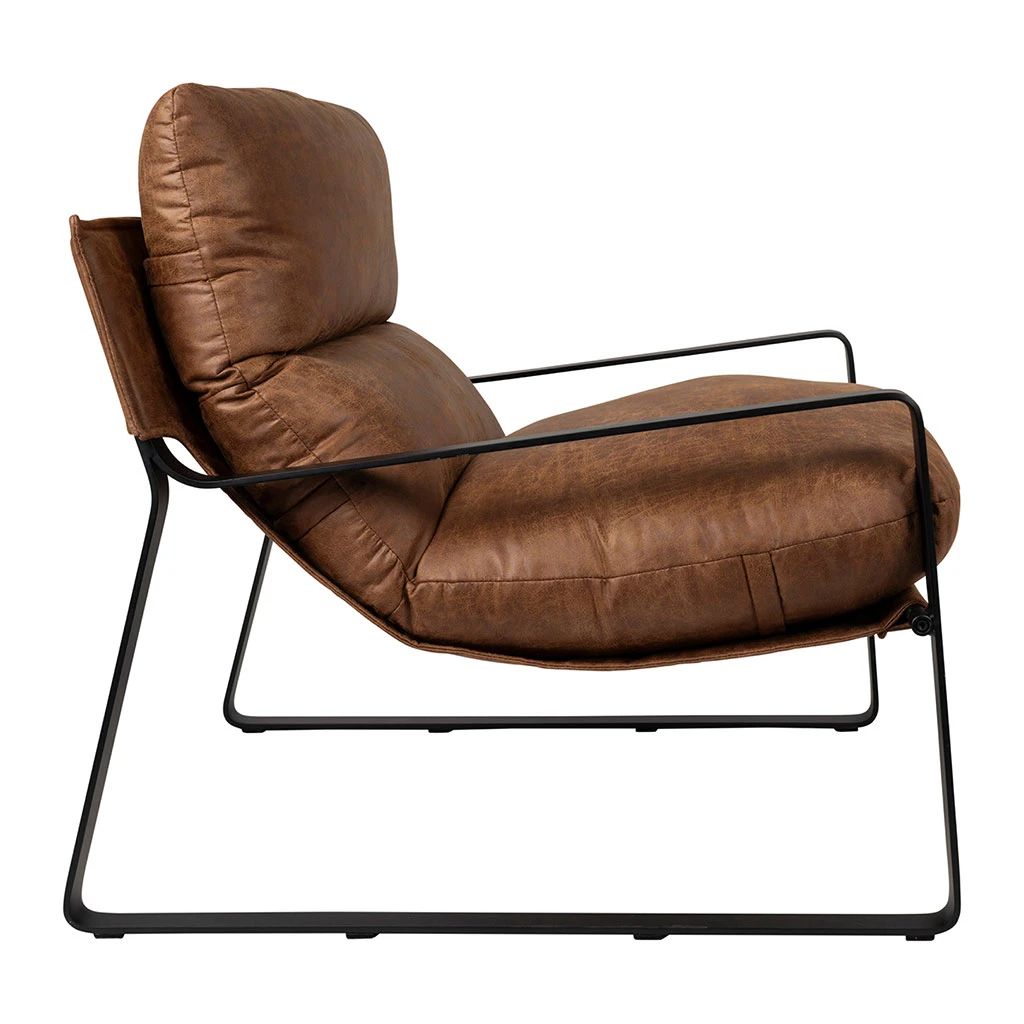 Fauteuil En Simili-cuir Brun Et Fer Noir - Torsten 3 Fauteuil En Simili-cuir Brun Et Fer Noir - Torsten – Image 3