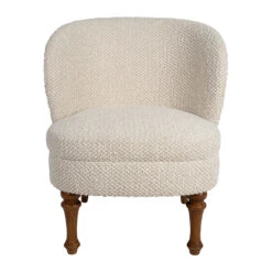 Fauteuil En Tissu Bouclette Et Hévéa écru - Claudine
