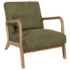 Fauteuil En Tissu Côtelé Vert Et Bois - Scarlett