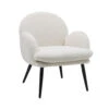 Fauteuil En Tissu Effet Laine Bouclette Blanc - Oria
