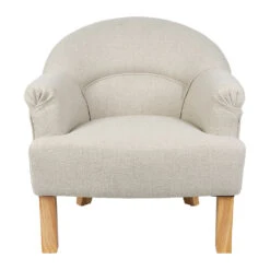 Fauteuil En Tissu Et Hévéa Beige - Cheverny