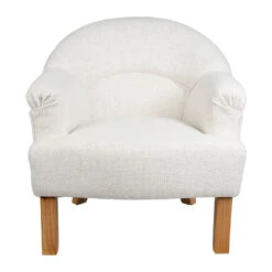 Fauteuil En Tissu Et Hévéa Ecru - Cheverny
