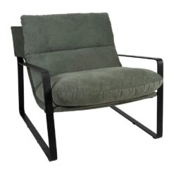 Fauteuil En Tissu Kaki Et Fer Noir - Torsten