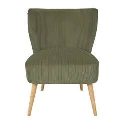 Fauteuil En Velours Côtelé Kaki - Eleonor