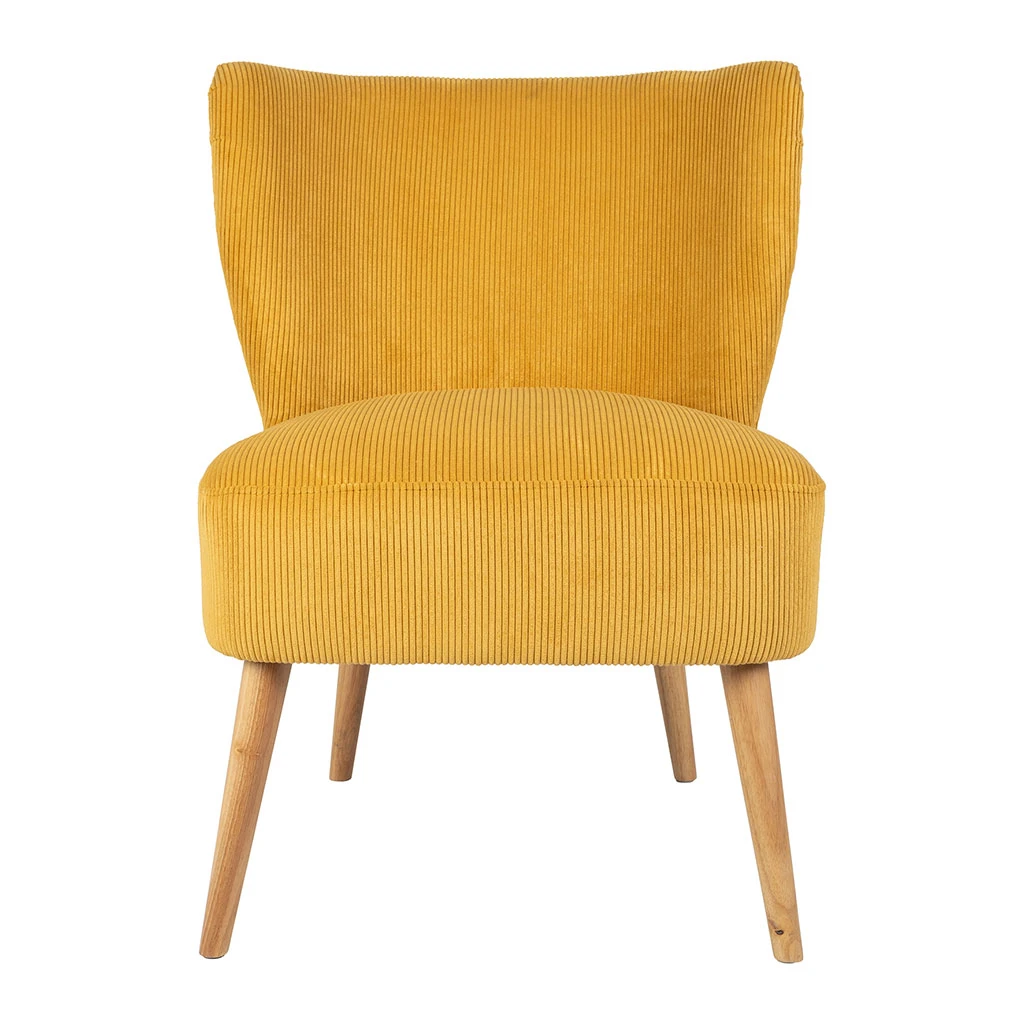 Fauteuil En Velours Côtelé Moutarde - Eleonor 1 Fauteuil En Velours Côtelé Moutarde - Eleonor