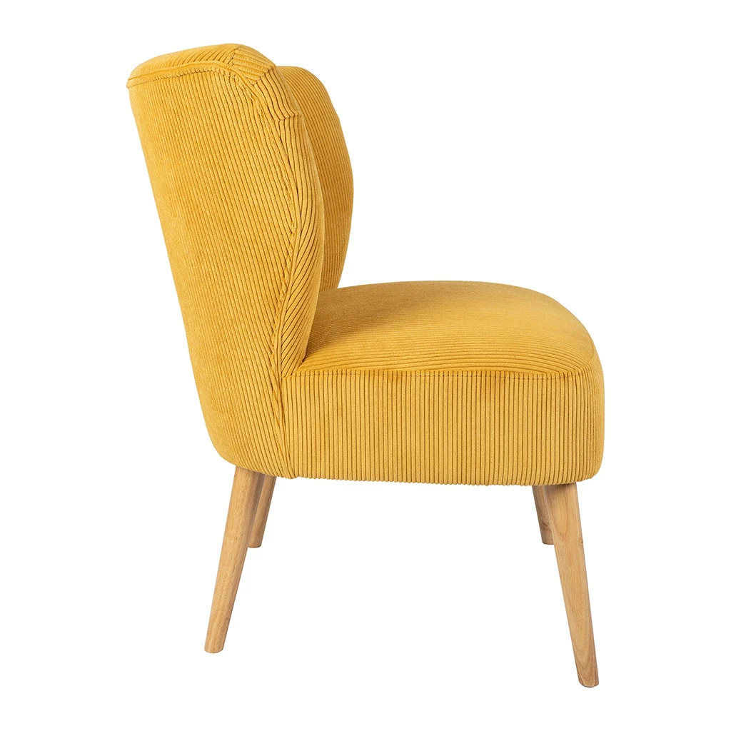 Fauteuil En Velours Côtelé Moutarde - Eleonor 3 Fauteuil En Velours Côtelé Moutarde - Eleonor – Image 3