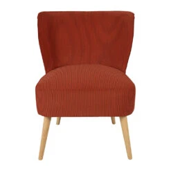 Fauteuil En Velours Côtelé Terracotta - Eleonor