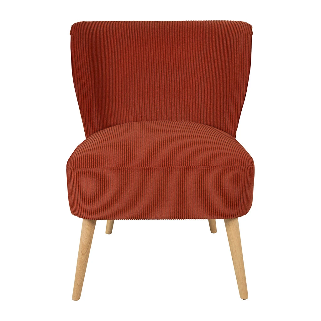 Fauteuil En Velours Côtelé Terracotta - Eleonor 1 Fauteuil En Velours Côtelé Terracotta - Eleonor