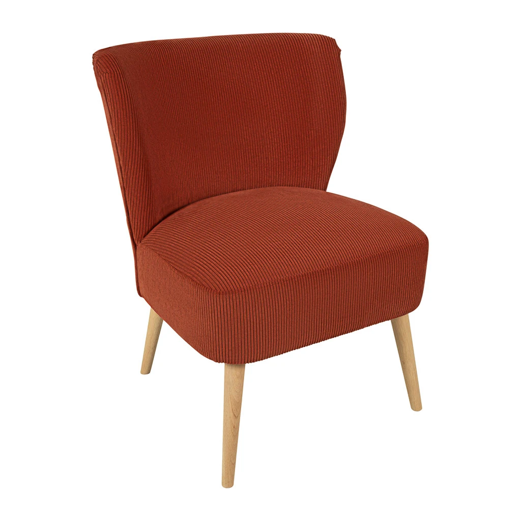 Fauteuil En Velours Côtelé Terracotta - Eleonor 2 Fauteuil En Velours Côtelé Terracotta - Eleonor – Image 2