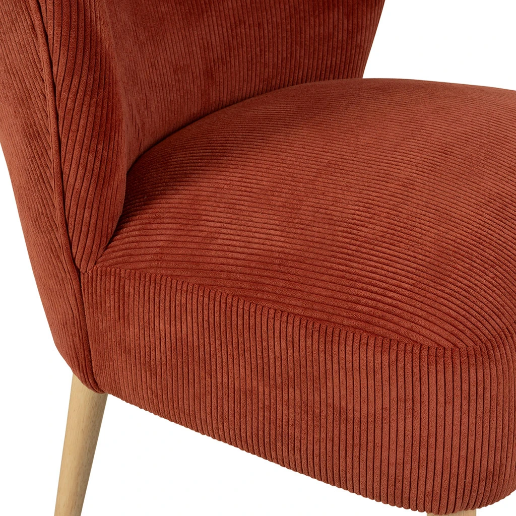 Fauteuil En Velours Côtelé Terracotta - Eleonor 5 Fauteuil En Velours Côtelé Terracotta - Eleonor – Image 5