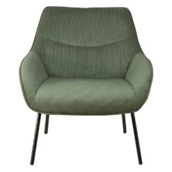 Fauteuil En Velours Côtelé Vert Sapin - Martin