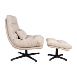 Fauteuil Et Repose Pied En Tissu Beige Et Fer Noir - Lery -Magasin Général Pour La Maison fauteuil et repose pied en tissu beige et fer noir lery 320058 320058 DET03 WEB