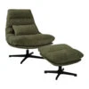 Fauteuil Et Repose Pieds En Fer Et Tissu Vert Et Noir - Lery