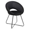 Fauteuil Rond En Velours Cotele Noir - Julia