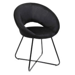 Fauteuil Rond En Velours Cotele Noir - Julia