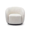 Fauteuil Pivotant En Tissu Effet Bouclette Beige - Assa