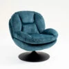 Fauteuil Pivotant En Velours Bleu Gris - Topi