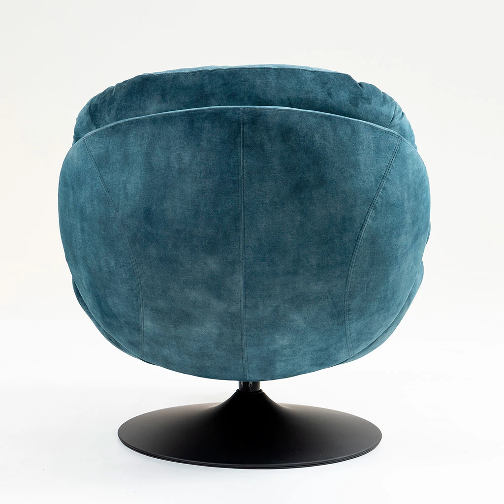 Fauteuil Pivotant En Velours Bleu Gris - Topi 3 Fauteuil Pivotant En Velours Bleu Gris - Topi – Image 3