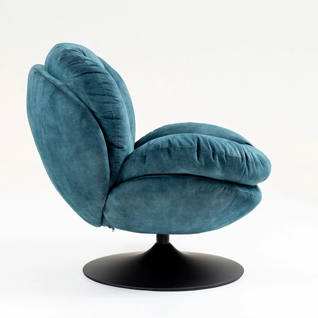 Fauteuil Pivotant En Velours Bleu Gris - Topi 4 Fauteuil Pivotant En Velours Bleu Gris - Topi – Image 4