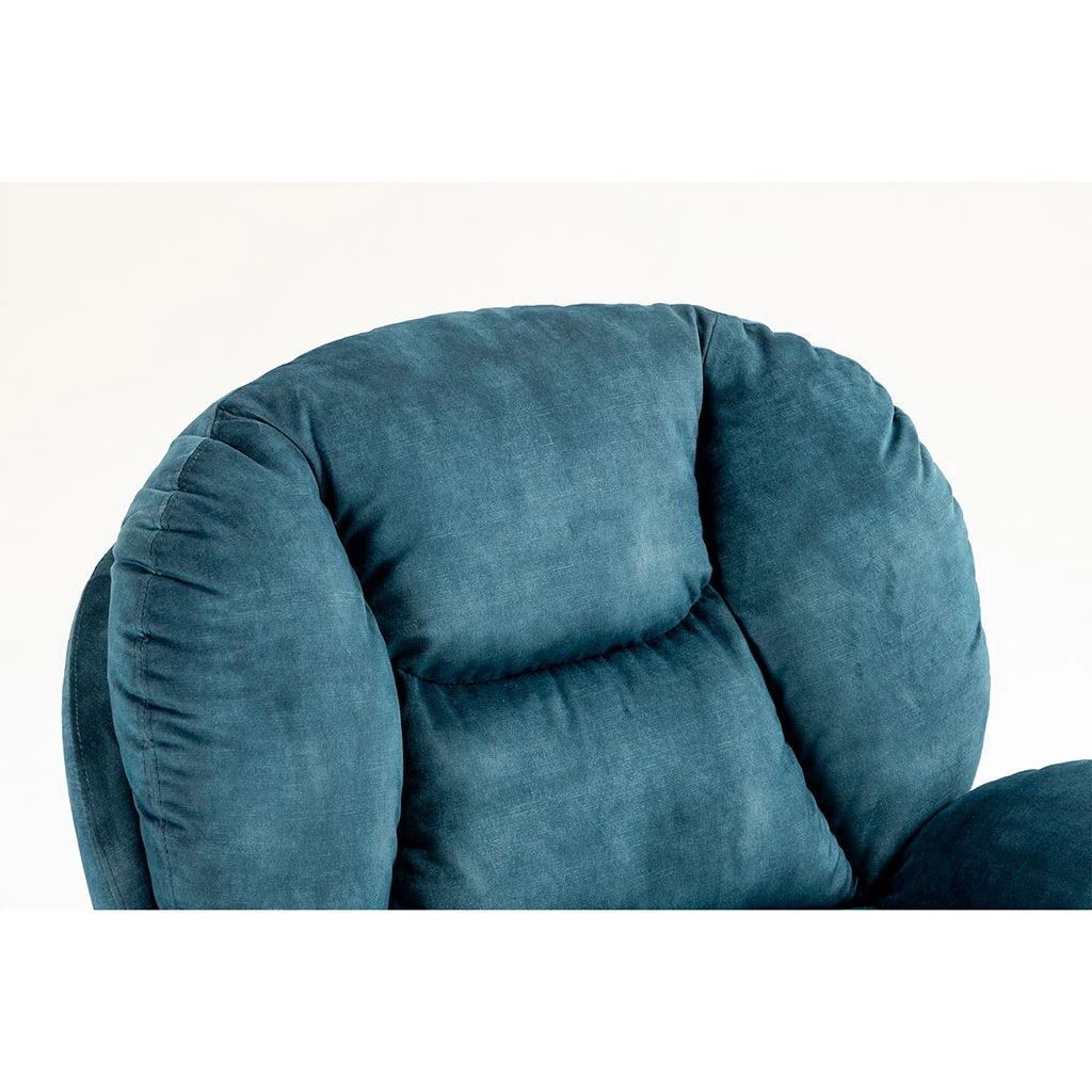 Fauteuil Pivotant En Velours Bleu Gris - Topi 5 Fauteuil Pivotant En Velours Bleu Gris - Topi – Image 5