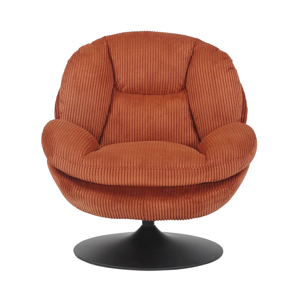 Fauteuil Pivotant En Velours Côtelé Terracotta - Topi 1 Fauteuil Pivotant En Velours Côtelé Terracotta - Topi