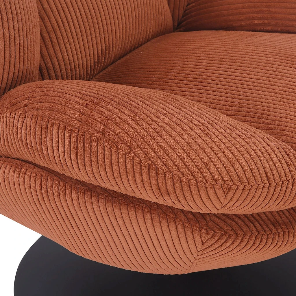 Fauteuil Pivotant En Velours Côtelé Terracotta - Topi 2 Fauteuil Pivotant En Velours Côtelé Terracotta - Topi – Image 2