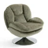 Fauteuil Pivotant En Velours Kaki - Topi