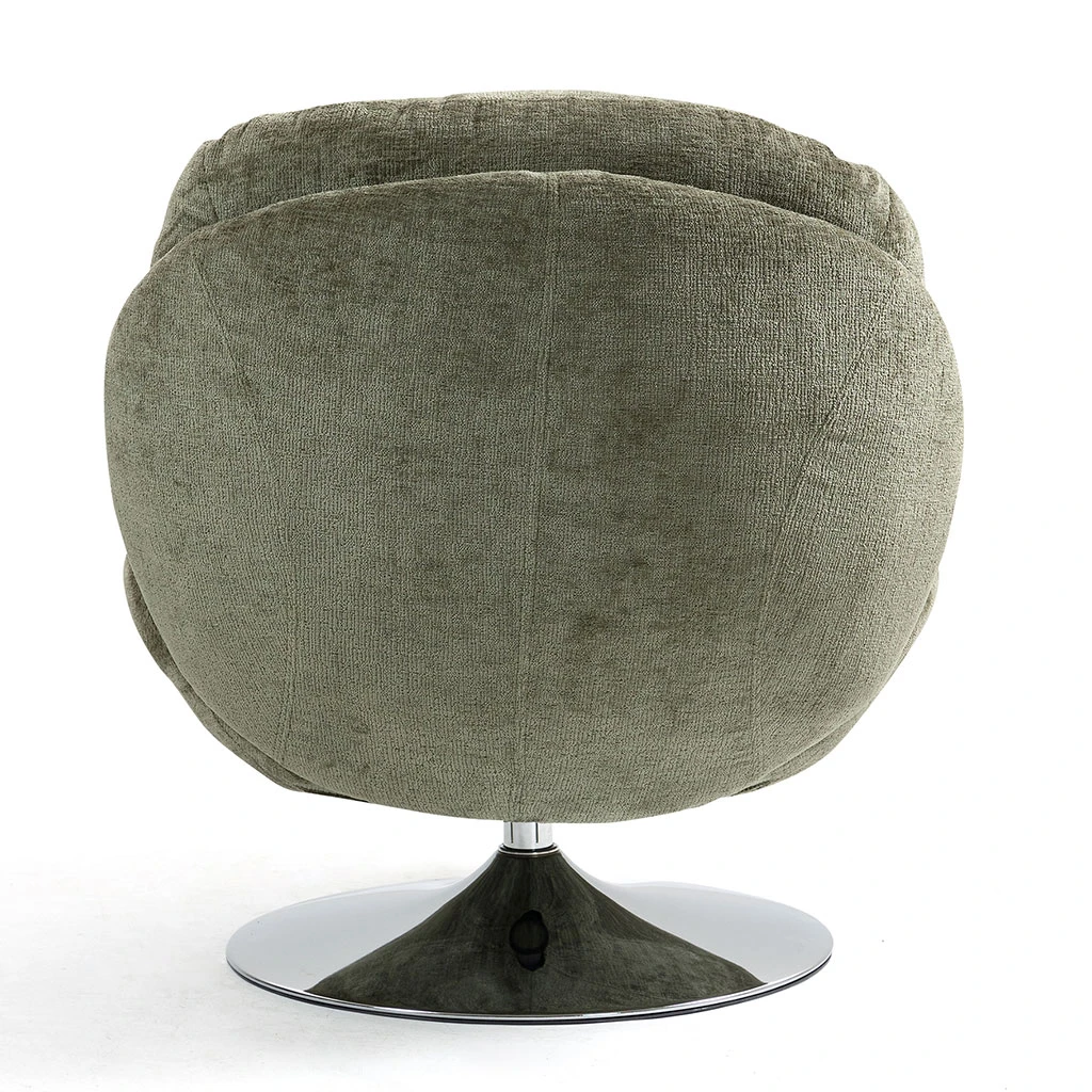 Fauteuil Pivotant En Velours Kaki - Topi 5 Fauteuil Pivotant En Velours Kaki - Topi – Image 5