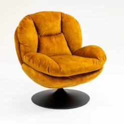Fauteuil Pivotant En Velours Ocre - Topi