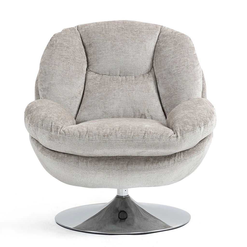 Fauteuil Pivotant En Velours Taupe - Topi 2 Fauteuil Pivotant En Velours Taupe - Topi – Image 2