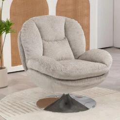 Fauteuil Pivotant En Velours Taupe - Topi 12 Fauteuil Pivotant En Velours Taupe - Topi -Magasin Général Pour La Maison fauteuil pivotant en velours taupe topi 678887 678887 FRN03 WEB