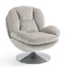 Fauteuil Pivotant En Velours Taupe - Topi