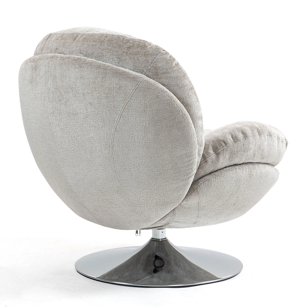 Fauteuil Pivotant En Velours Taupe - Topi 4 Fauteuil Pivotant En Velours Taupe - Topi – Image 4